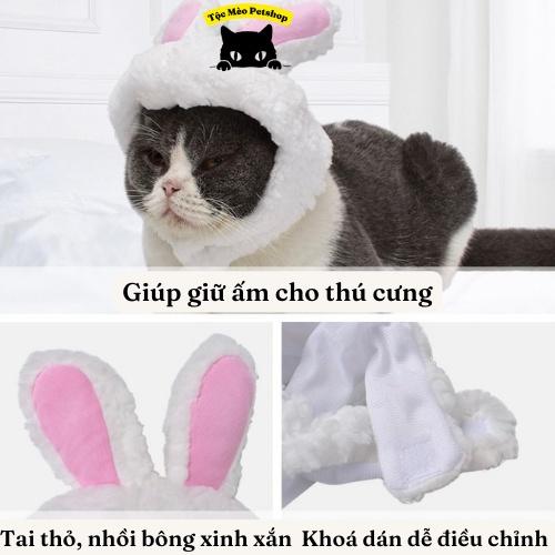 Mũ tai thỏ hoá trang, giữ ấm cho thú cưng