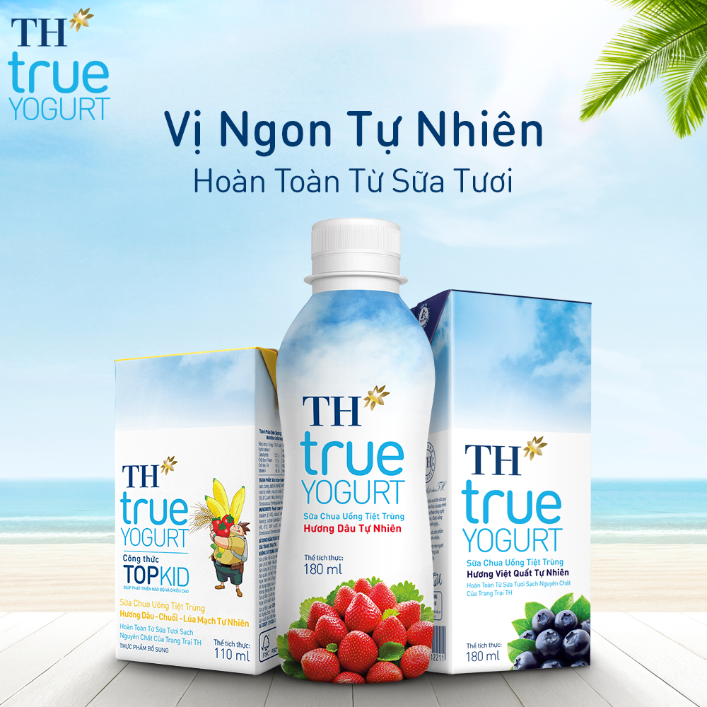 [HSD: 21/6/2024, giảm 20%] Thùng 48 chai sữa chua uống tiệt trùng hương việt quất tự nhiên TH True Yogurt 180ml (180ml x 48)