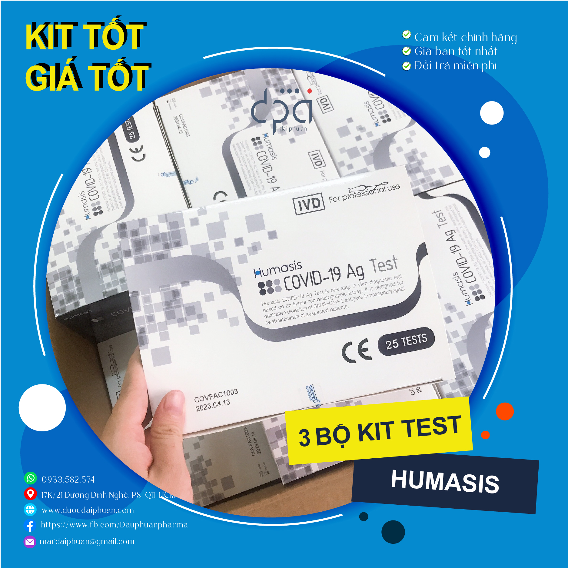 [Tặng 3 khẩu trang y tế] Combo 3 kit test nhanh Home Humasis chính hãng Hàn Quốc