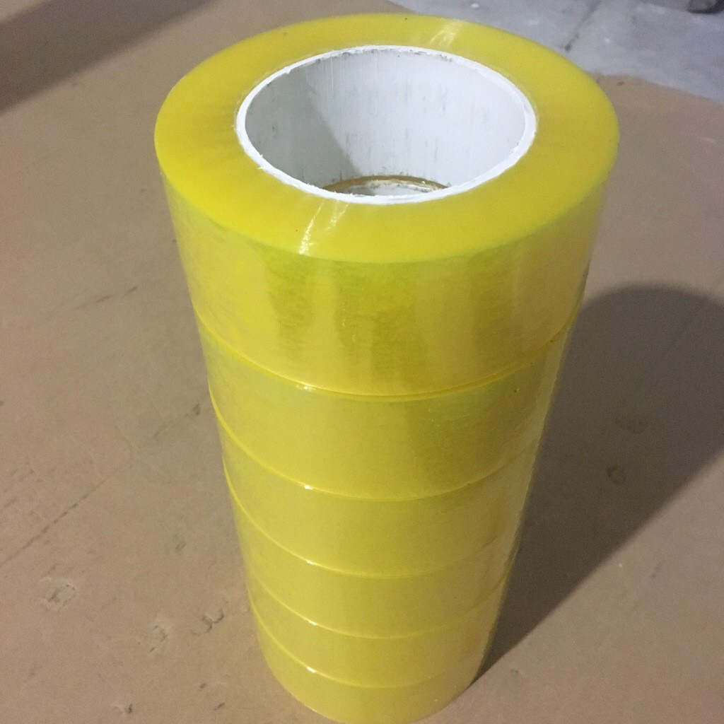 COMBO 6 cuộn băng dính băng keo nhỏ loại 0.4kg đóng gói dán hàng siêu dính, siêu chắc 3 màu trắng trong, vàng chanh, đục