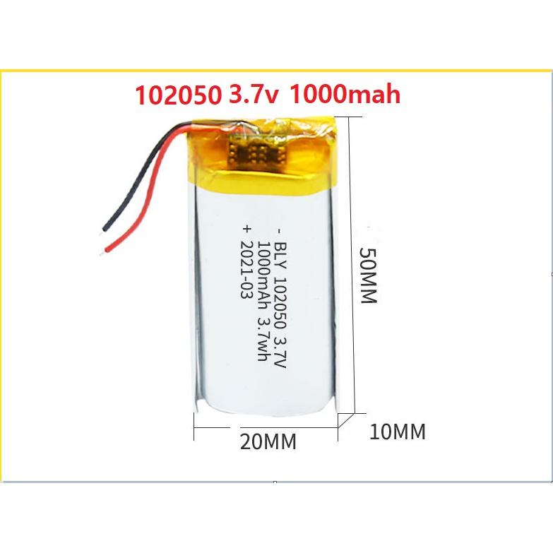 Pin Sạc Lithium Polymer 3.7V 1000mah 102050 Cho tai nghe,loa Mp3 MP4 MP5 GPS PSP Bluetooth hàng mới