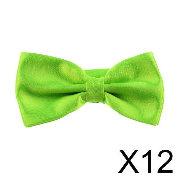 12xTuxedo Bow Tie Bowtie Necktie for Men - Bright Green