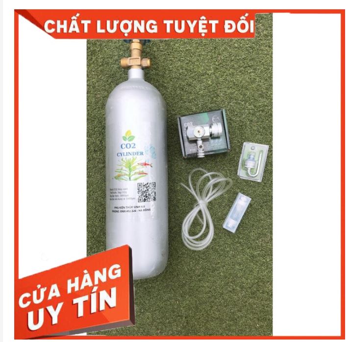 Bình Co2 + Bộ Van Điện/ Van cơ Mufan+ cốc sủi Mufan+2 mét dây sủi chống gập. Full bộ Co2