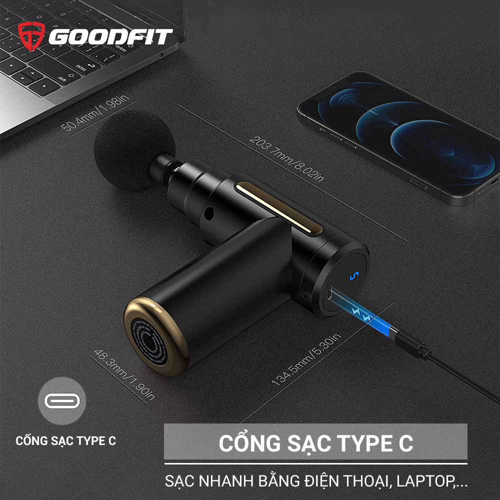 Máy mát xa cầm tay mini Massage Gun GoodFit GF212MG