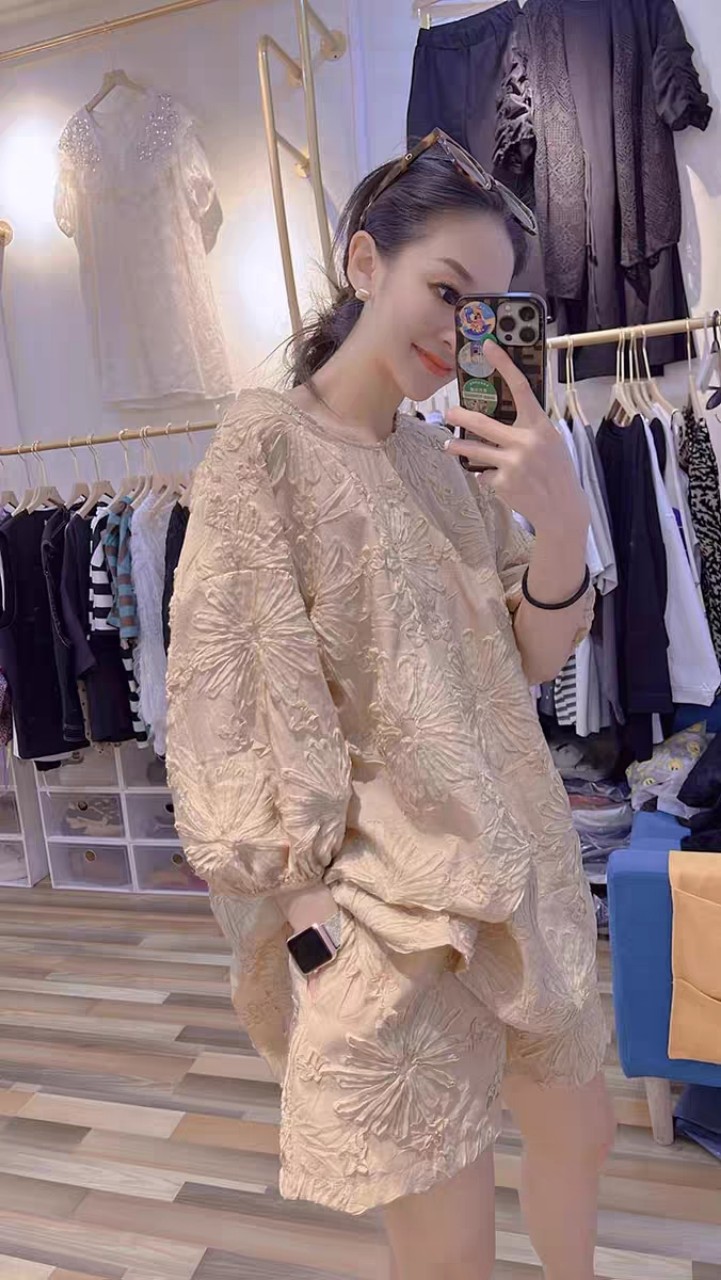 Sét bộ bầu siêu dễ thương mặc outfit bầu bộ bầu mặc nhà đồ bầu mùa hè hàng qc 0416-026