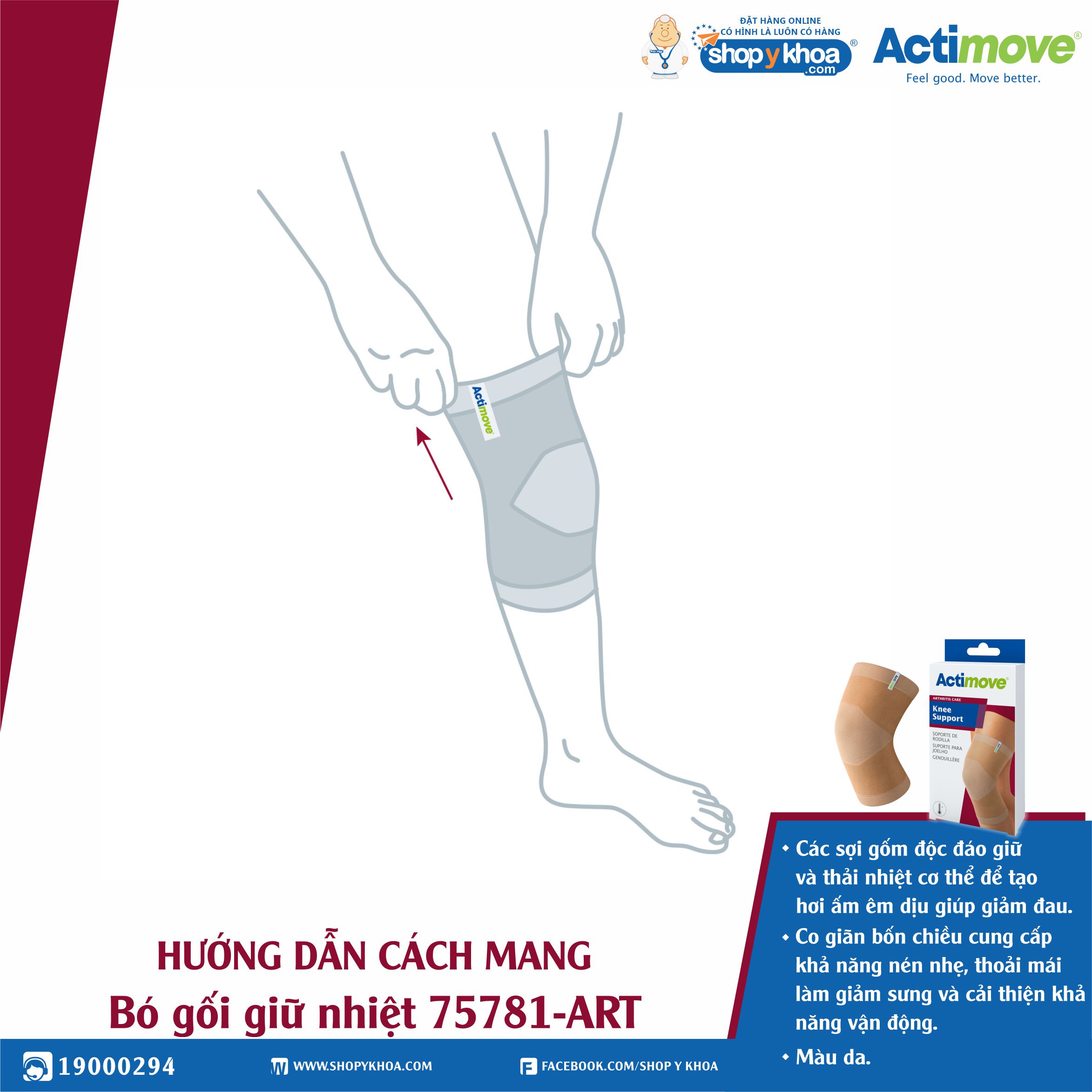 Bó gối giữ nhiệt 75781-ART Actimove Knee Support