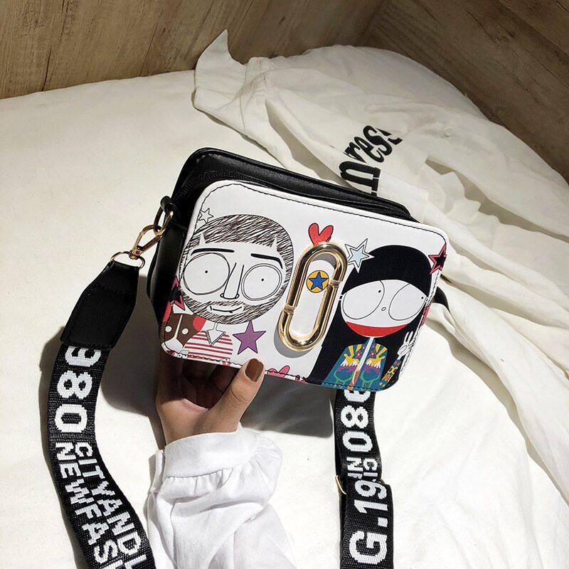 PVN3403 Túi xách hộp in hình cô bé cậu bé hottrend T2