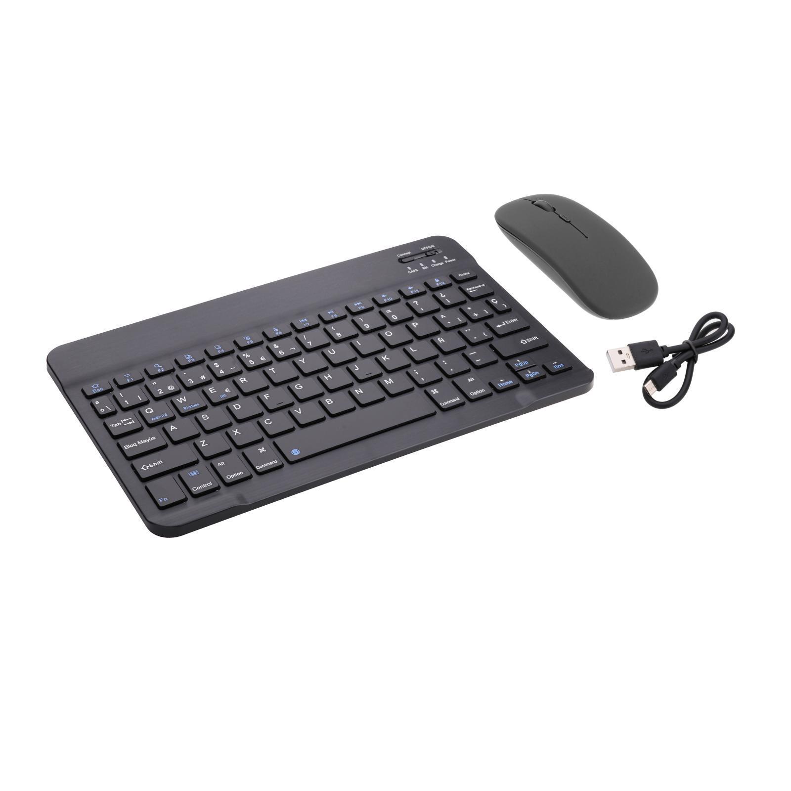 Portable Slim Rechargeable Bluetooth Keyboard 78Keys Spanish for Desktop
