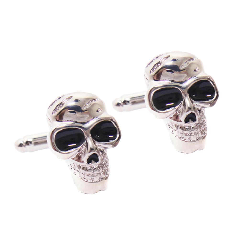 Fancy Punk White Steel Vintage Metal Men Skeleton Skull Cufflinks Jewelry