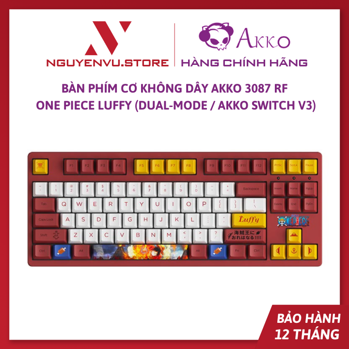 Bàn phím cơ không dây AKKO 3087 RF One Piece Luffy / AKKO 3108 RF One Piece Luffy (Dual-mode / AKKO switch v3) - Hàng chính hãng