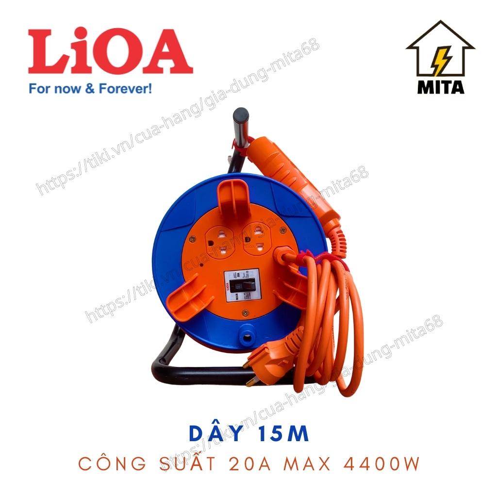 Ổ Cắm Kéo Dài Quay Tay Kiểu Rulo Hybrid LiOA NEW dây dài 15m/20m/30m công suất 20A