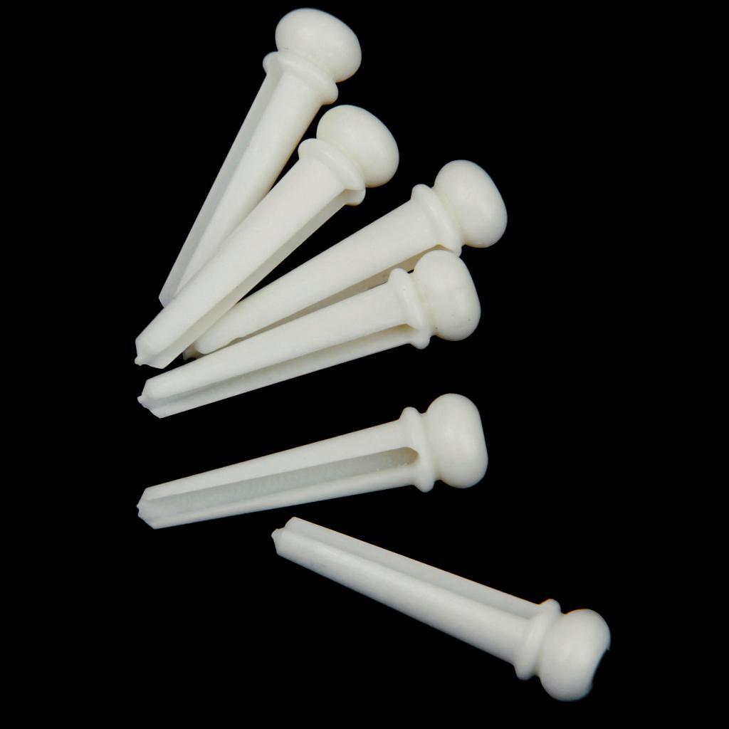6 Pieces Acoustic Guitar Bone Bridge Pins with Saddle Nut for Guitar Parts