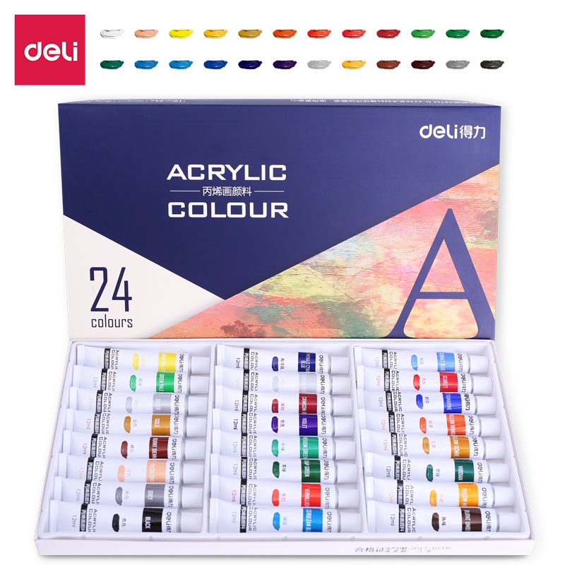 Màu Acrylic Chuyên Nghiệp Deli - 121824 Màu - 738567385773858 - Bộ 24 Màu