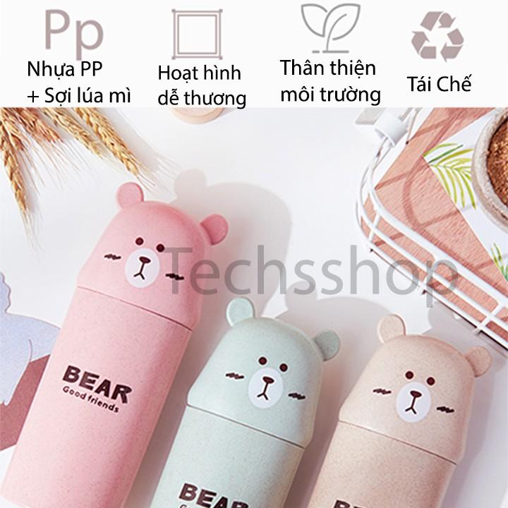 Hộp đựng bàn chải kem đánh răng du lịch - Bình đựng kem đánh răng bàn chải có nắp đậy hình gấu dễ thương