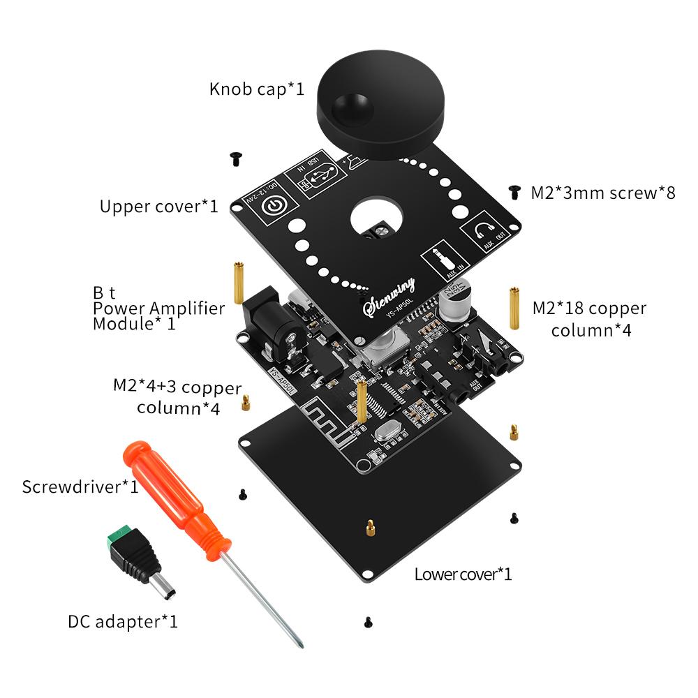 2 Channel BT 5.1 Digital Audio Amplifier Board Module High and Low Tone Adjustment Mobilephone APP Control Support AUX 3.5mm Audio U disk Sound Card Input