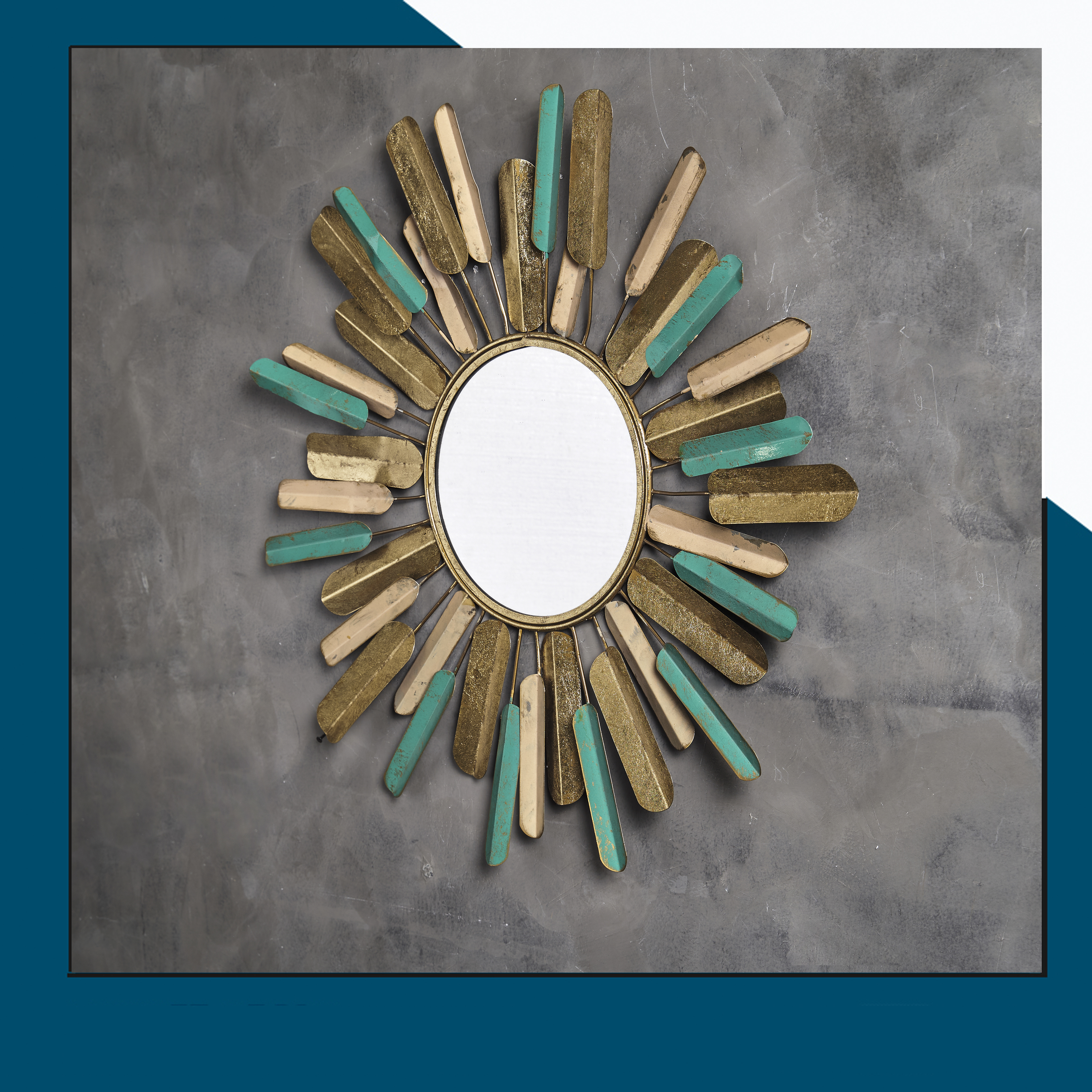 Décor sắt gương cánh tỏa xanh