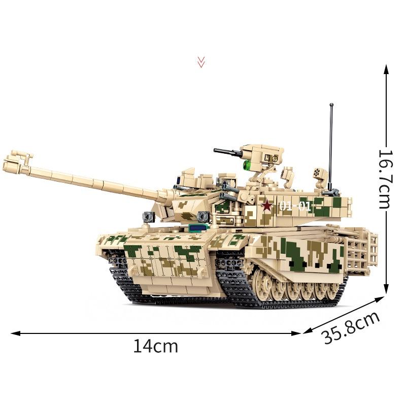 Đồ chơi Lắp ráp Xe Tăng chiến đấu 99A, Sembo Block 203110 Main Battle Tank, Xếp hình thông minh, Mô hình xe Tank