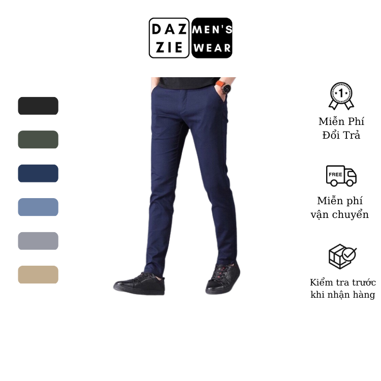 Quần Kaki Nam Dài DazzieMenwears  chất Cotton Khaki Cao Cấp, Mềm mịn phối đồ thời trang trẻ trung