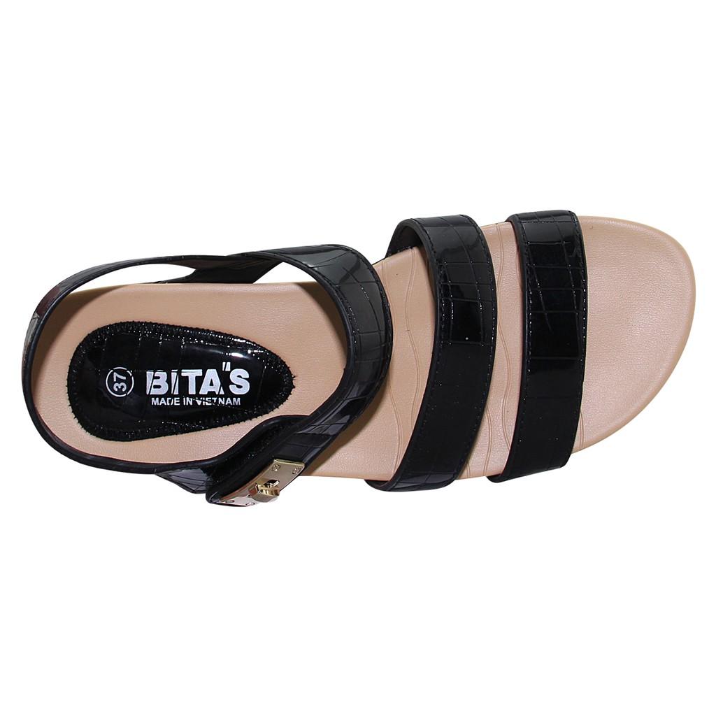 Sandal nữ Bitas đế bằng SYN.161.ĐEN