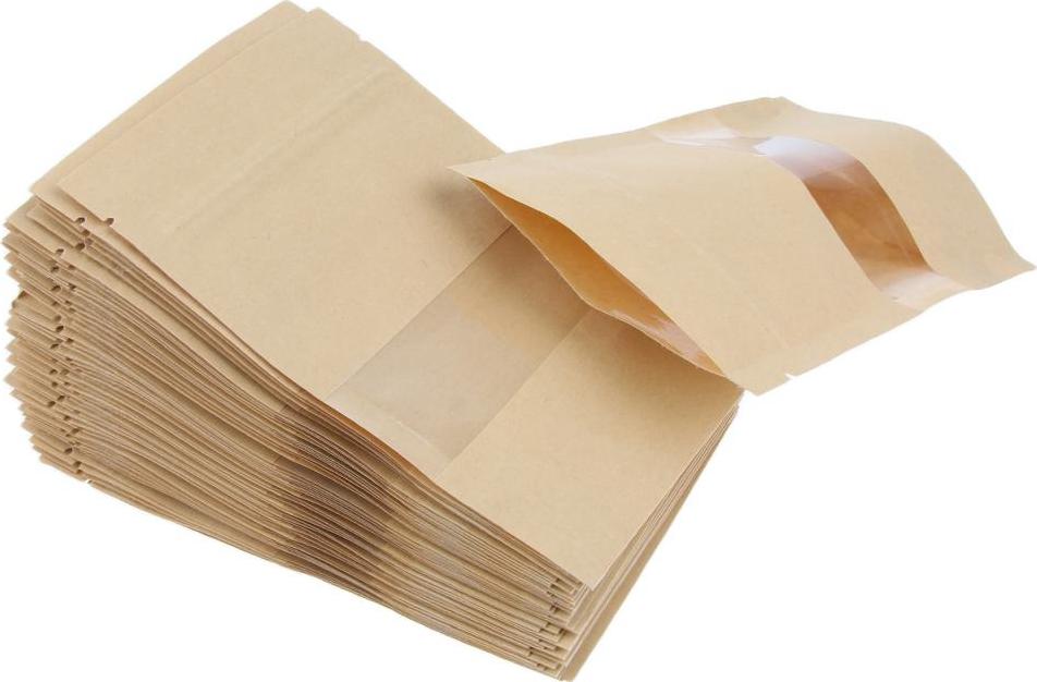 Túi Giấy 50x Đứng Lên Túi đựng Thực Phẩm Khóa Zip Bao Bì W / Window