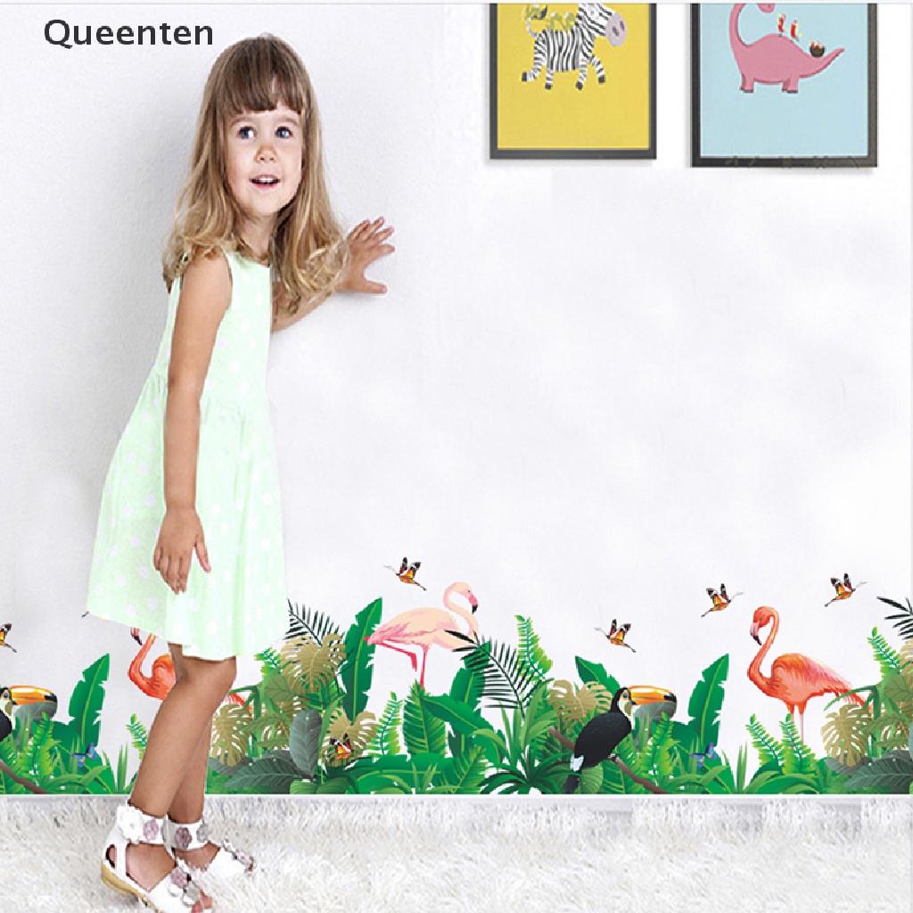 Queenten flamingo leaf butterfly wall sticker background diy art mural decal home decor QT