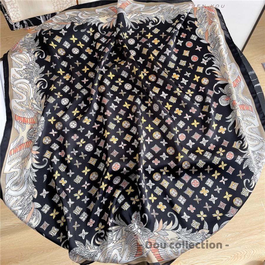 Khăn Lụa Vuông Hoa 4 Cánh Cao Cấp Làm Aó Và Đồng Phục - Chất Liệu Chiffon - 70x70cm - Mã KL059