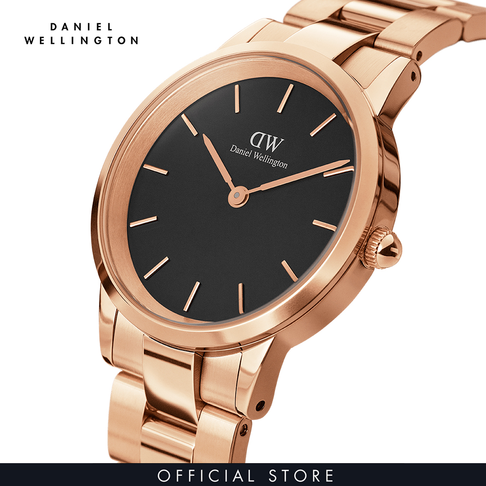 Đồng hồ Nam, Nữ Daniel Wellington dây thép không gỉ - Iconic Link mặt đen - vỏ