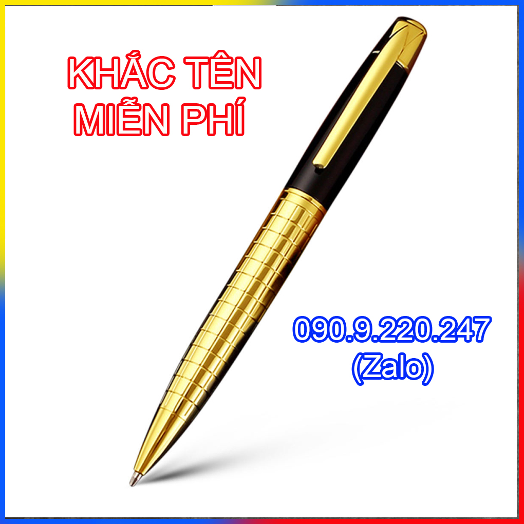 (Gift)Bút ký khắc tên cao cấp Doanh nhân 006, thép nguyên khối, mực bi đều ở mọi góc nghiêng