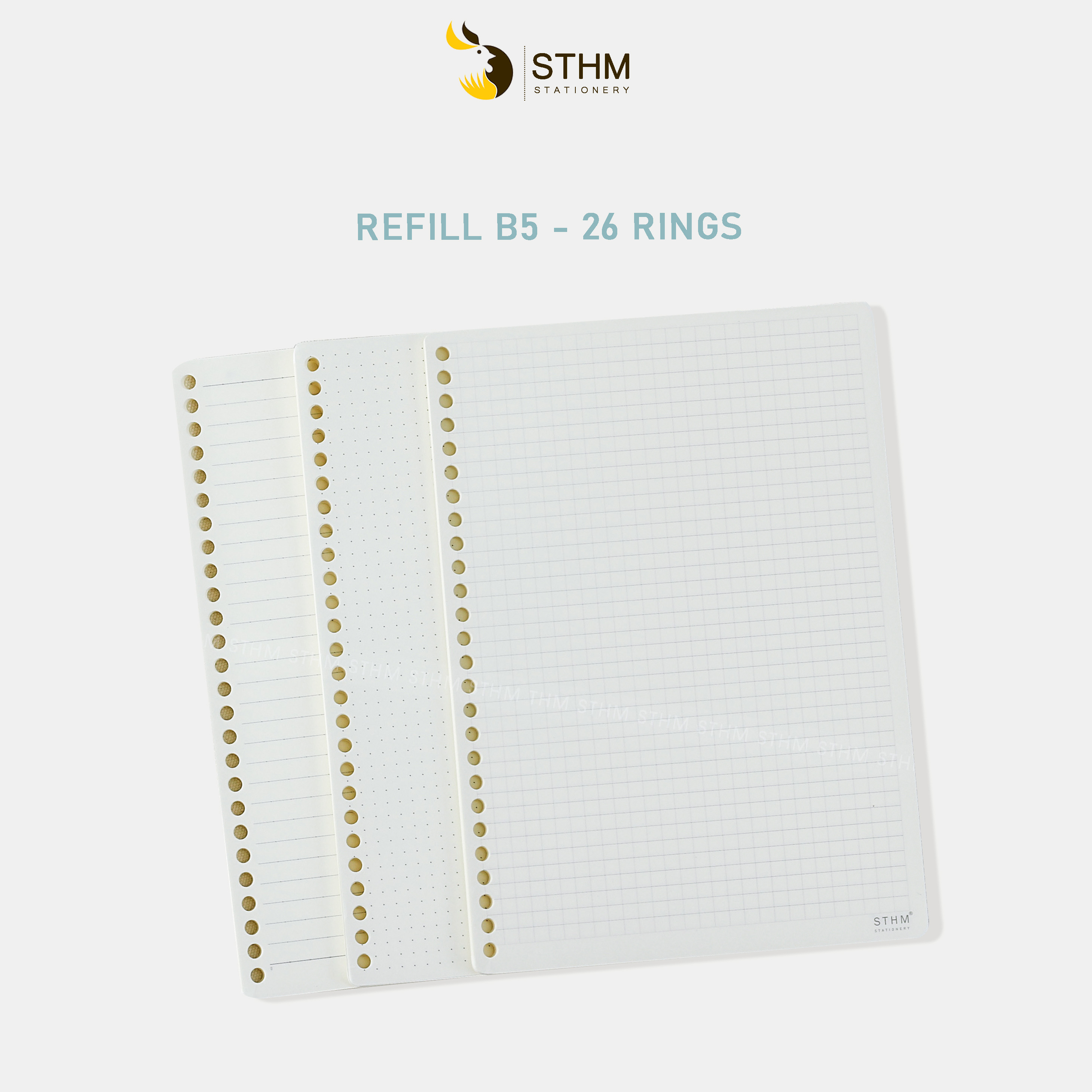 [STHM stationery] - Ruột giấy refill B5 26 lỗ - 50 tờ kem 80gsm
