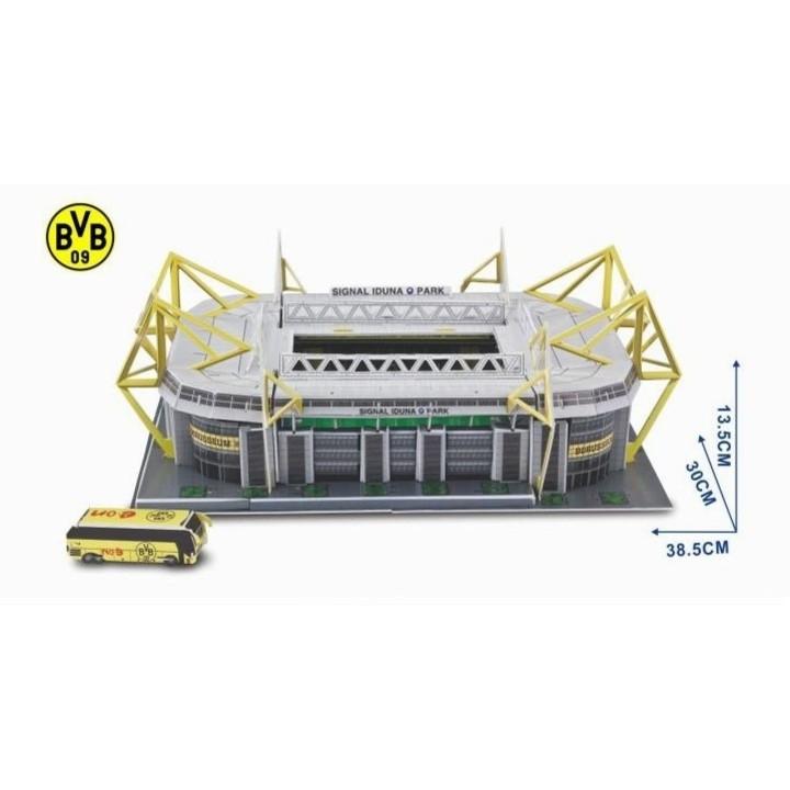 Mô hình sân vận động SVĐ Signal Iduna Park Dortmund đồ chơi lắp ghép sân vận động bóng đá mô hình giấy 3D độc đáo