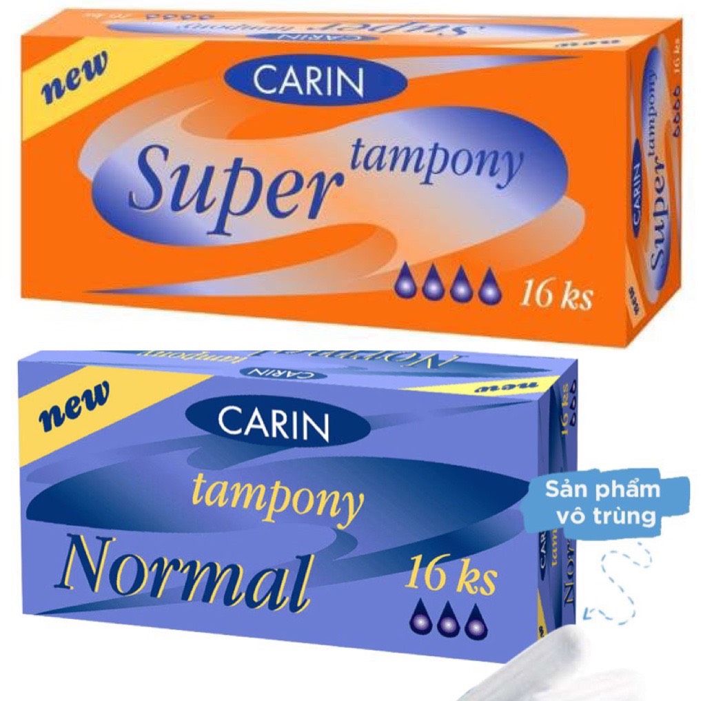 [FREE SHIP] Băng Vệ Sinh Đặt Trong Carin Lady Tampon Normal 16 Lõi+Super 16 Lõi|Siêu Thấm|EU