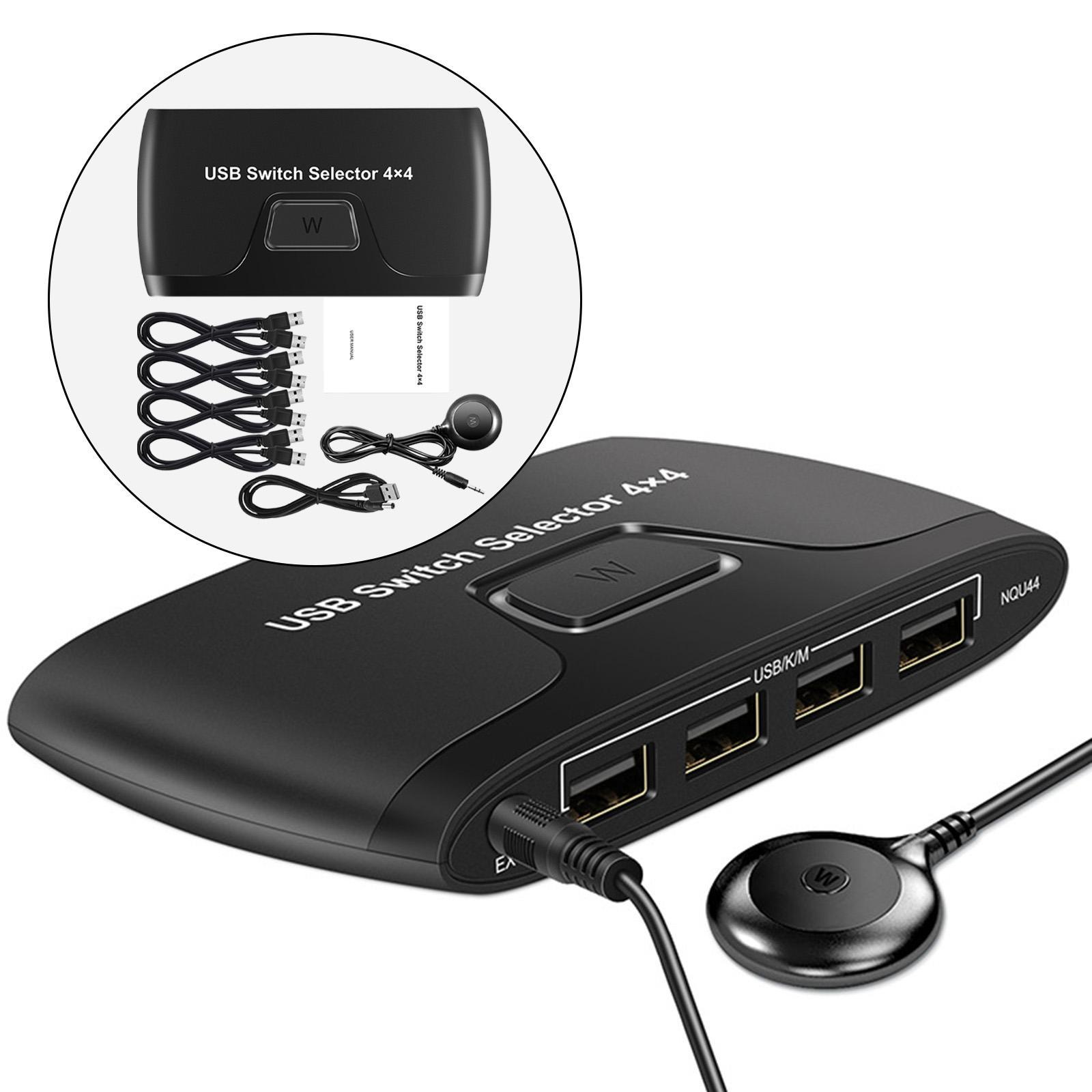 KVM Switch Box 4 Port for PC Sharing Portable Professional for Keyboard
