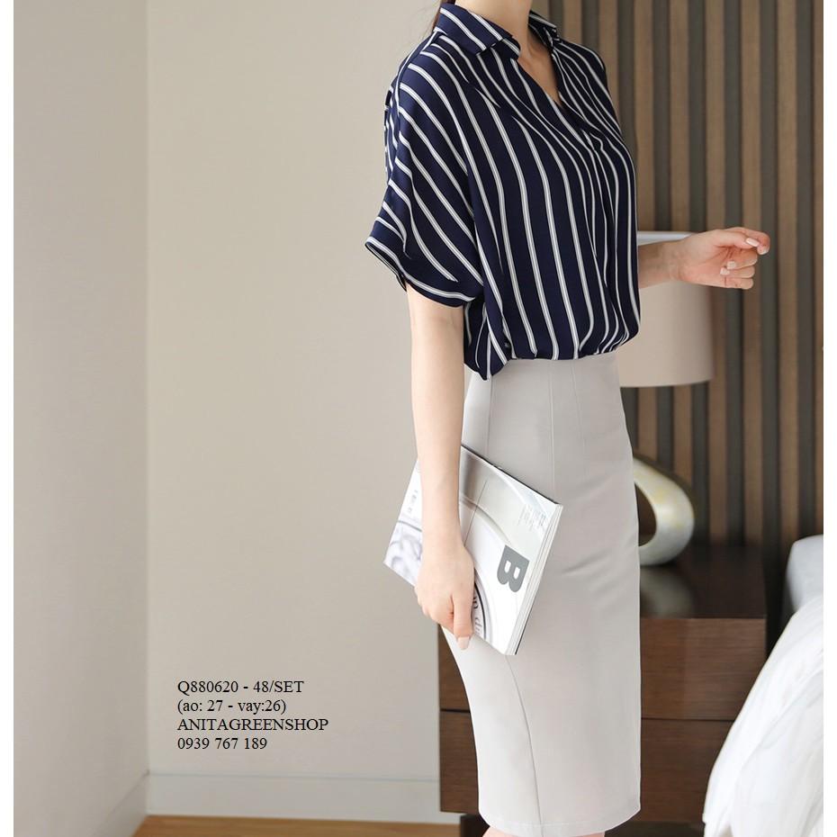 Q880620 SET ÁO SƠ MI VÀ CHÂN VÁY CÔNG SỞ