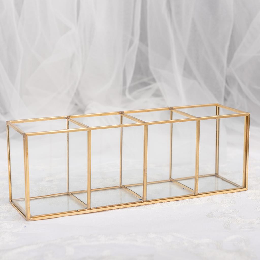 Gold Brush Storage Pen Pencil Pot Holder Container Desk Organizer Accessory