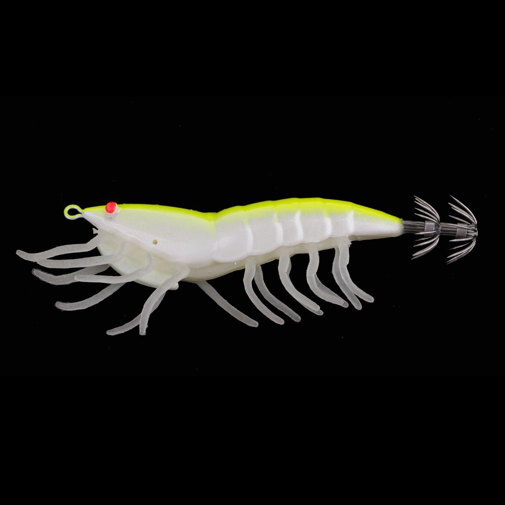 Simulation Shrimp Squid Jigs Squid Fishing Hook with Luminous Legs & 3D Eyes