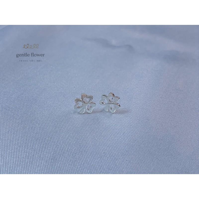 Bông Tai Bạc nữ Đính Kèm cỏ 3 lá đơn giản Gentle Flower