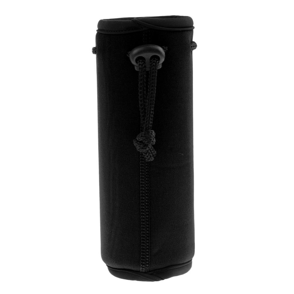 2pcs Black & Grey Neoprene Insulated 500ml Sports Drink Water Bottle Cover Sleeve Holder with Drawstring & Clip 175 x 64mm