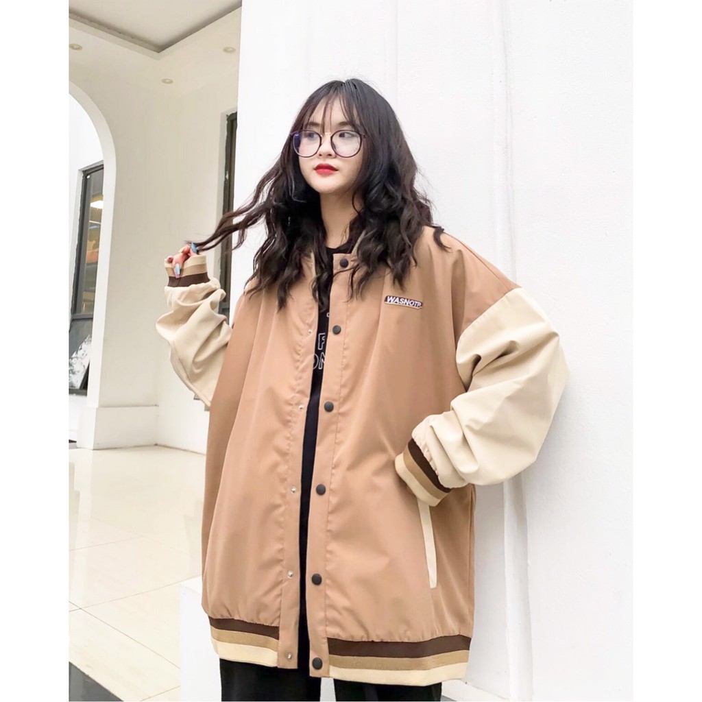 Áo khoác bomber jacket dù 2 lớp form rộng unisex thu đông nam nữ bóng style bóng chày 3 màu lạ mắt