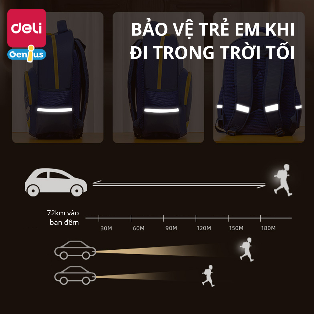 Balo học sinh tiểu học Deli cute nhiều màu sắc cho bé trai, bé gái đi học mẫu giáo - Chất liệu vải dù chống nước gù lưng - B10