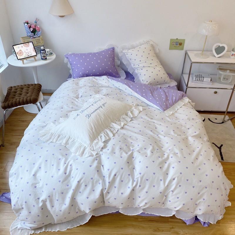 Set Cotton bèo 100%cotton Hàng Nhập Khẩu Cao Cấp 4 Món Tim Vàng Có Thể Sử Dụng Cả 2 Mặt Để Đổi Mới Không Gian Phòng