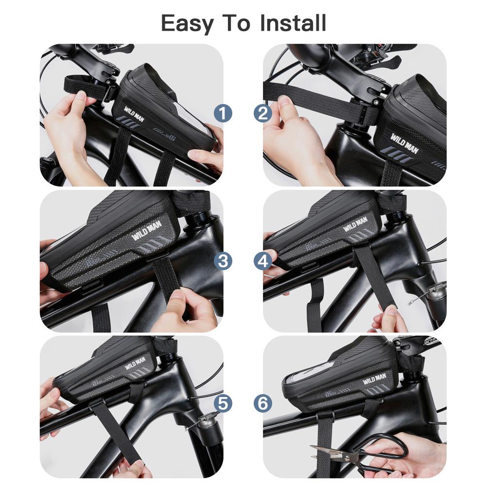 WILD MAN E12 Bike Phone Bag Waterproof Top Tube Bag Bicycle Touchscreen Phone Mount Bag Cycling Frame Bag