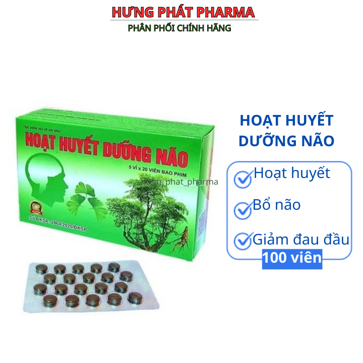 COMBO 10 HỘP Hoạt huyết dưỡng não tăng cường trí nhớ giúp hoạt huyết, tăng cường trí nhớ, tăng tuần hoàn máu – Hộp 100 viên