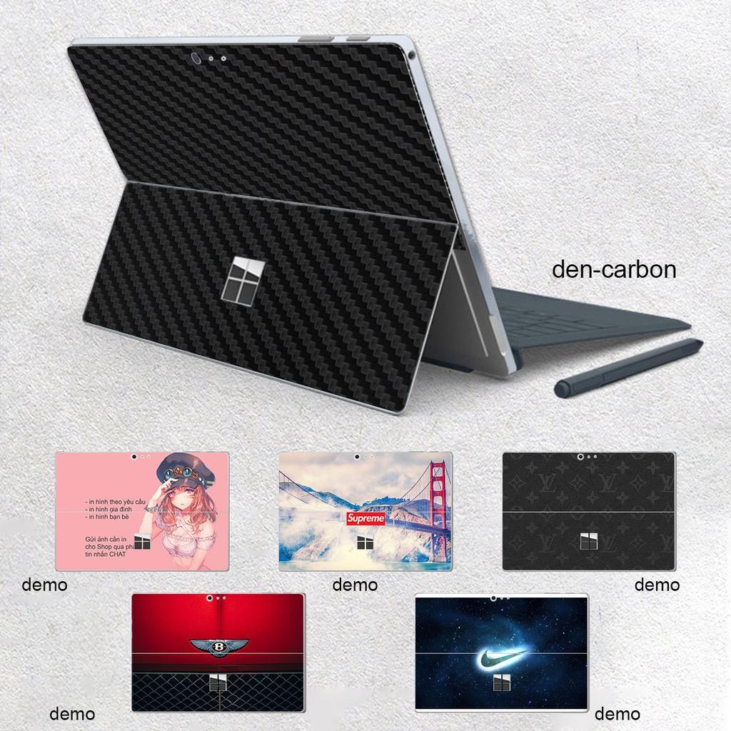 Skin dán Aluminum Chrome đen carbon cho Surface 3 2015; Go, Go 2, Go 3; Pro 2 3 4 5 6 7 8 X