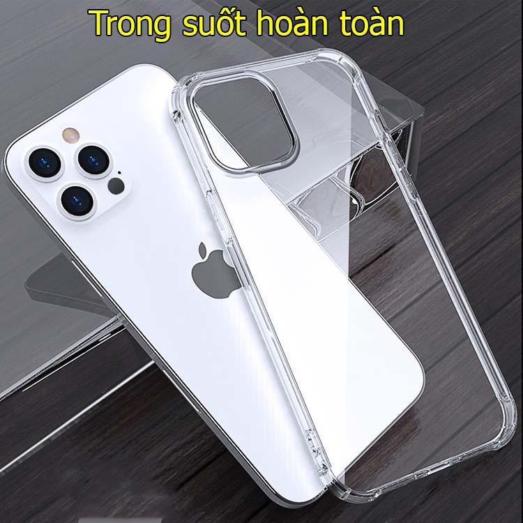 Ốp iPhone 13 pro max/12 trong suốt viền bóng chống sốc âm thanh 3D