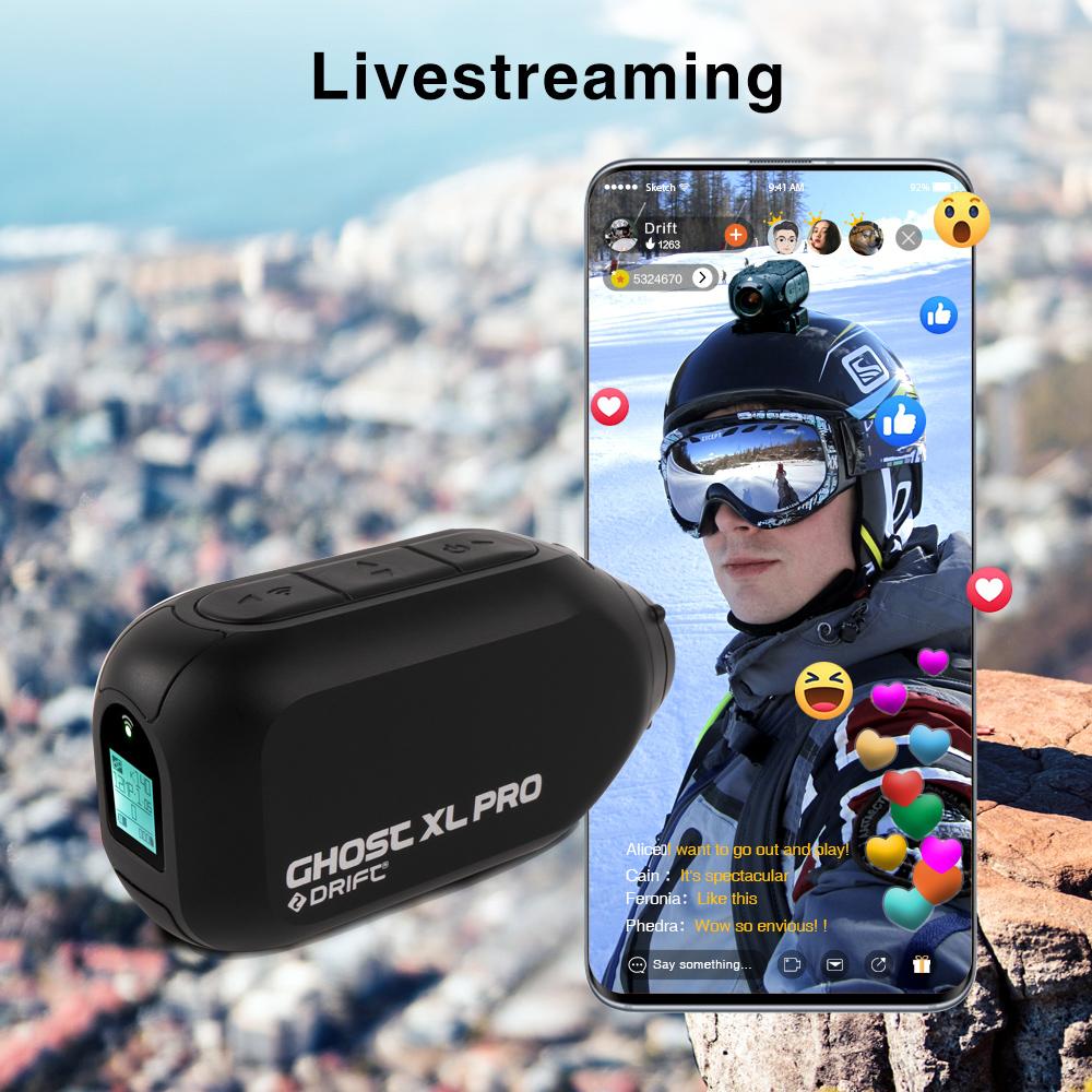 Drift Ghost XL Pro Camera Hành Động Thể Thao 4K Plus HD WiFi 3000mAh IPX7 Cho Mũ Bảo Hiểm Xe Máy Xe Đạp Máy Ảnh Chống Thấm Nước Head Cam