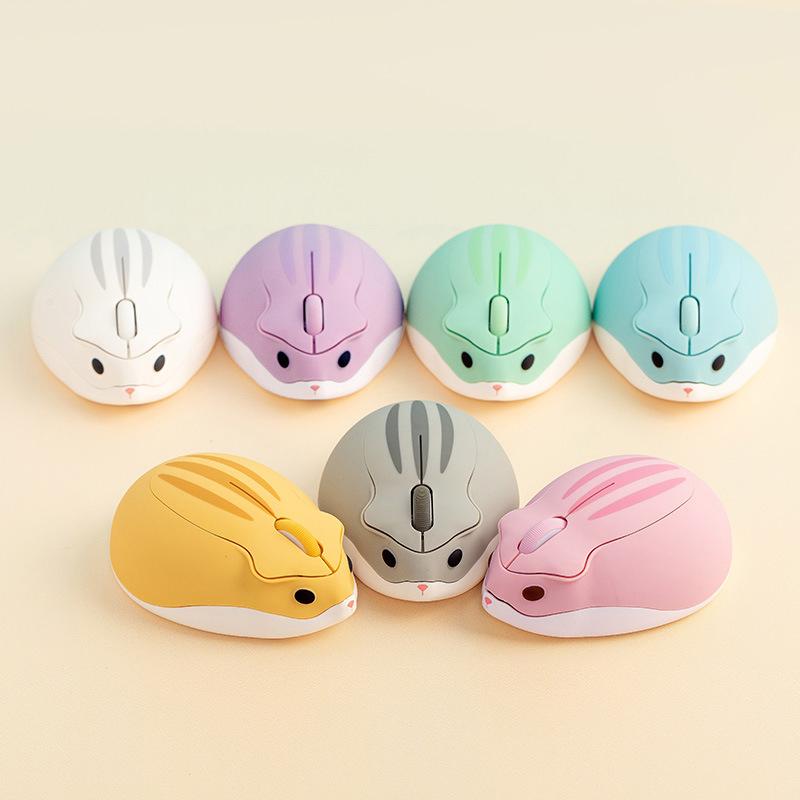 Hoạt Hình Dễ Thương Hamster Không Dây Chuột Quang Máy Tính Cổng USB Mini Chuột 1600DPI Chuột Hamster Thiết Kế Nhỏ Tay Chuột Cho Bé Gái Laptop
