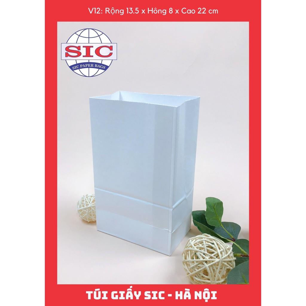 10 CHIẾC TÚI GIẤY KRAFT V12: 13.5x8x22 MÀU TRẮNG KHÔNG QUAI