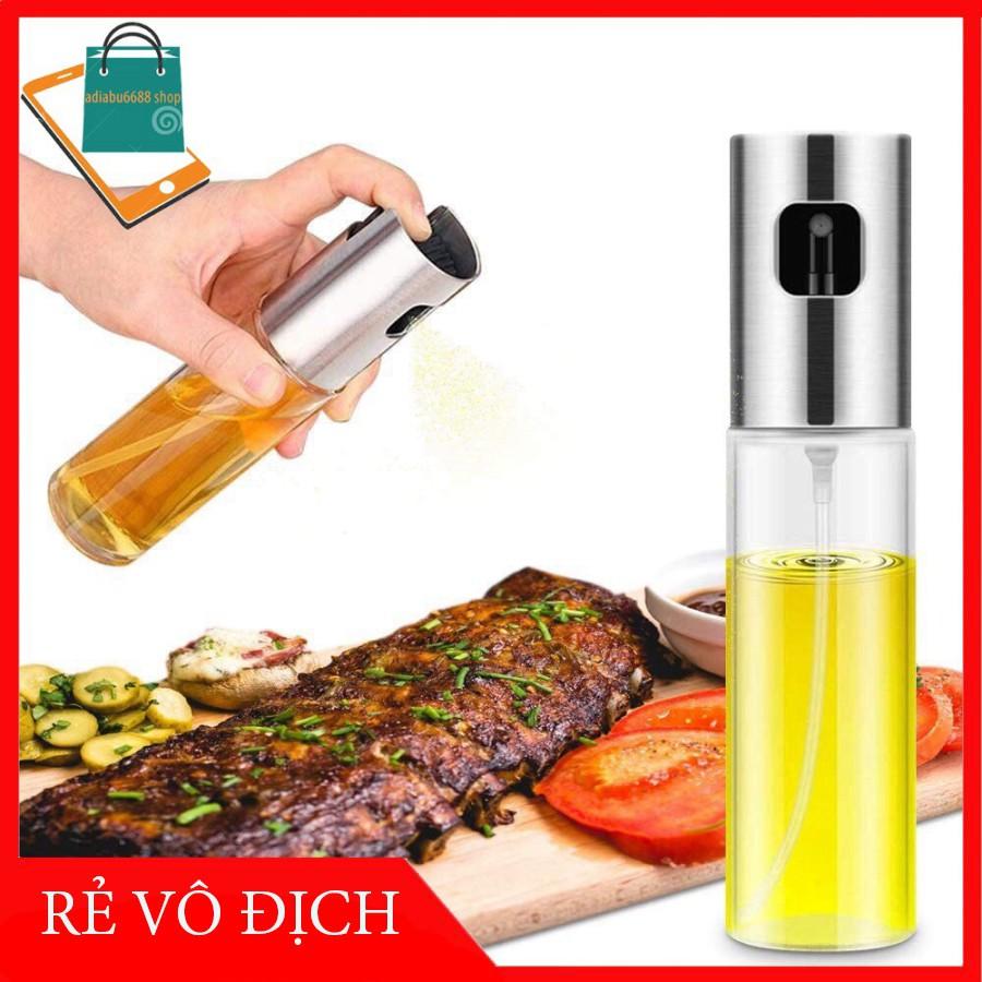 Bình Xịt Dầu Ăn Và Gia Vị Thuỷ Tinh Nắp Inox 100ml