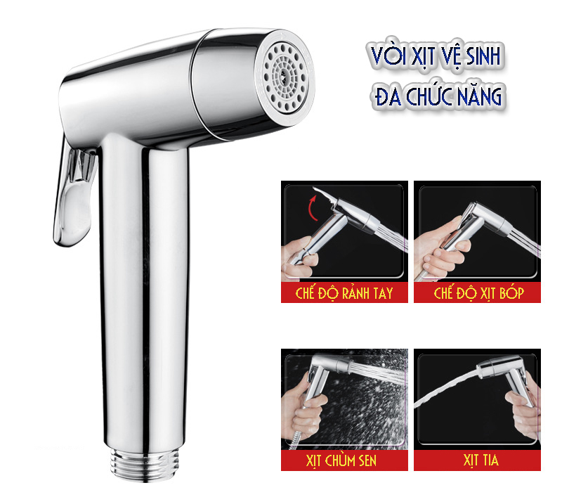 Bộ vòi xịt vệ sinh 3 chế độ đa năng, xịt tia, xịt chùm, chế độ xịt rảnh tay – DH2011