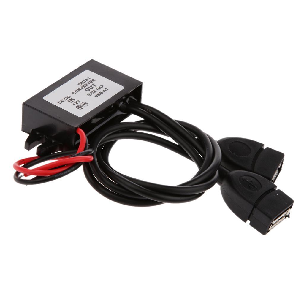Dual USB Port DC- Converter Module 12V To 5V Power Supply Adapter